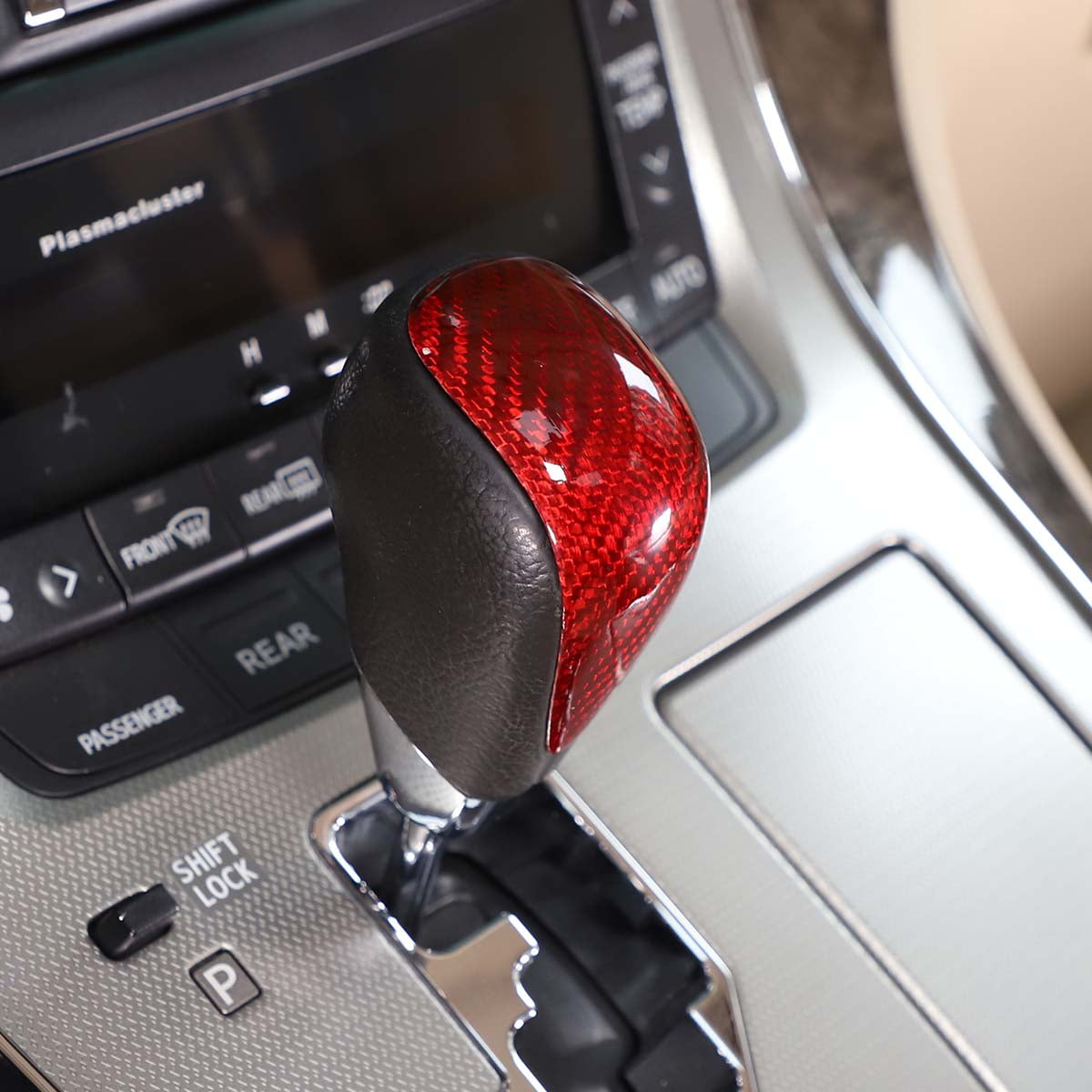 TINKI Real Carbon Fiber Car Gear Shift Knob Head Cover Trim Stickers for Toyota Tacoma 2011 2012 2013 2014 2015 Alpha 2011 2012 2013 2014