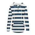 thumbnail image 6 of Jinhomg Lightweight Hooded Pullover for Women Trendy Striped Print Sweatshirt Comfortable Long Sleeve Button Up Tops with Kangaroo Pocket Navy XL, 6 of 7