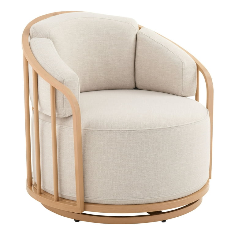 Better Homes Gardens Lillian Swivel Birdcage Chair Cream Linen Walmart