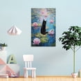 thumbnail image 4 of Monet Style Canvas Painting Black Cat Standing on Lily Pads Wall Art Bathroom Decor Art Poster Canvas Painting Decor Wall Print Photo Gifts Home Modern Decorative Posters 20x30inch(50x75cm), 4 of 6