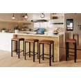 thumbnail image 1 of Modern PU Leather Counter Height Bar Stools Set of 4 – 24" Dining Chairs – 2" Thick Upholstery – Heavy Duty Metal Frame – Easy Assembly – For Kitchen Island, Bar Counter, Dining Room – Brown, 4PC Set, 1 of 7