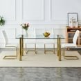 thumbnail image 2 of JHOOTUUO 1 table with 6 chairs  transparent tempered glass tabletop  thickness of 0.3 feet  golden metal legs  paired with plastic armless crystal chair  gold-plated metal legs. T-003 TW-, 2 of 27