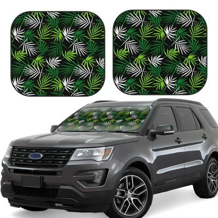 Cauagu Tropical Leaves1 Cauagu {designName} Print Foldable Car Windshield Sun Shade | Front Windshield Shade for Sun | Fits Small Sedans Mini SUVs Hatchbacks-Large