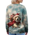 thumbnail image 4 of Women's Fashion Long Sleeve Christmas Snowman Snowflake Print Jacket Cardigan for Holiday Party and Casual Daily Wear,Light Blue,M, 4 of 5