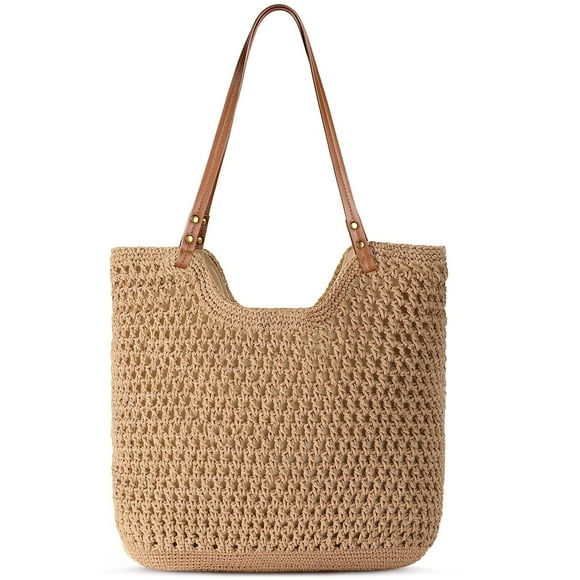 Bolso tote tejido Pleneal de 28 cm, bolso de hombro tejido