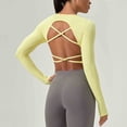 thumbnail image 4 of Dagugfen Workout Tops for Women Long Sleeve Crewneck Lightwieght Stretchy Spandex Quick Drying Crop Tops Gym Athletic Tops, 4 of 8