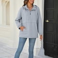 thumbnail image 5 of Husipze Women's Lightweight Athletic Sport Hoodie Oversized Quarter Zip Collar Top Long Sleeve Waterproof Pullover for Outdoor Hiking Gray M, 5 of 9