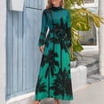 thumbnail image 4 of Hawaii Beach Dress Palm Tree Pirnt Sexy Fashion Maxi Dress High Waist Long Sleeve Street Wear Boho Beach Long Dresses, 4 of 5
