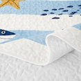 thumbnail image 5 of Manfei Nautical Shark Animal Twin Quilt Set, Simple Striped Line Twin Coverlet Set, Blue White, 2pcs, 1 Bedspread and 1 Pillowcase, 5 of 7