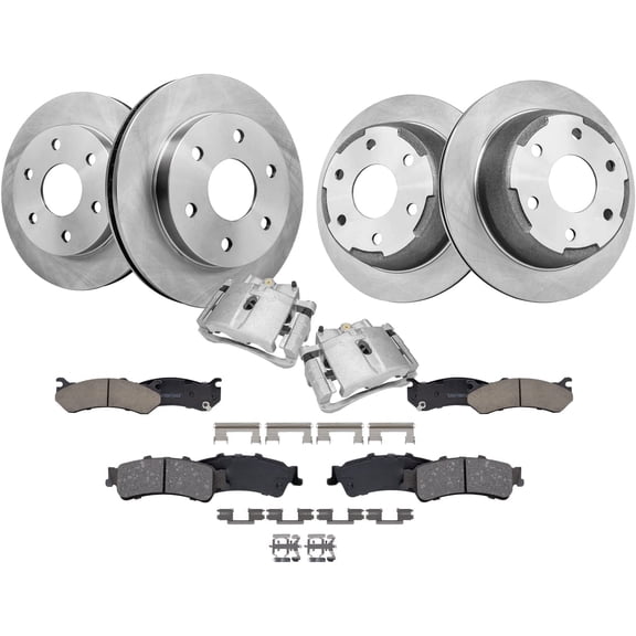 Detroit Axle - Brake Kit for Silverado Sierra 1500 Astro Tahoe Safari Yukon Front Rear Rotors Brake Pads Front Brake Calipers for Replacement