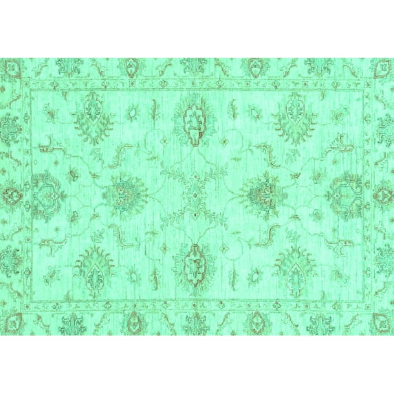 Ahgly Company Indoor Rectangle Oriental Turquoise Blue Traditional Area Rugs, 6' x 9'
