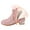 Pink, variant on Otqutp Girls Chunky Sequin Ankle Boots Kids Low Heel Sparkly Glitter Shoes Fleece Fu𝗿 Lined Warm Shoes Insulated Cozy Boots