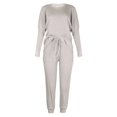thumbnail image 2 of WILLBEST Outfits for Women Women's Solid Color Stripes Loose Loungewear Pajamas Long Sleeved Casual Wear, 2 of 4