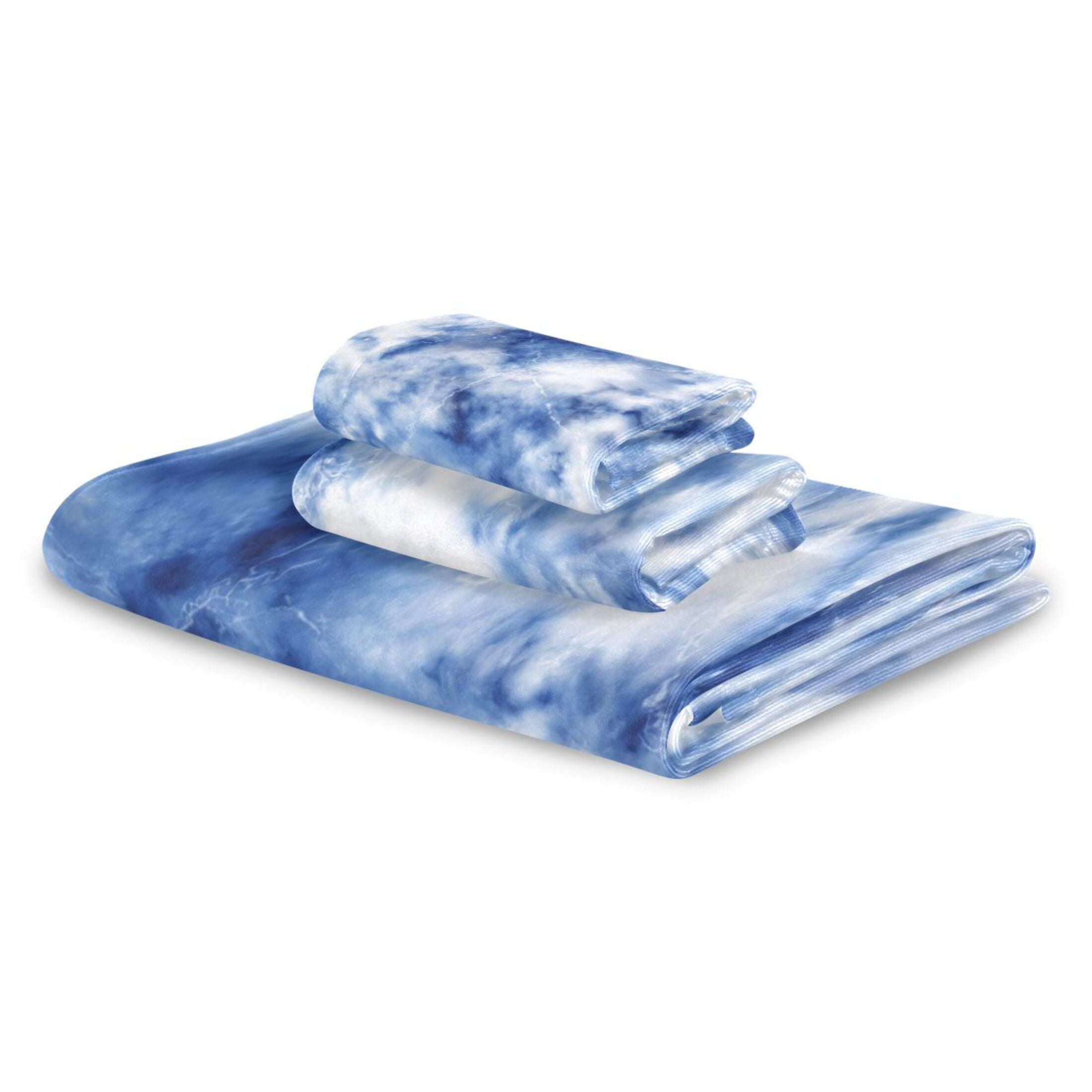 3 Piece Bath Towels Set Bath Towel, Hand Towel and Face Towel for Bathroom, Gym, Hotel Blue Tie-dye Pattern