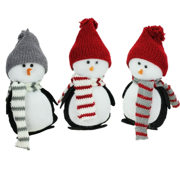 Northlight Plush Penguins with Hats and Matching Scarves Christmas Figures - 6" - Set of 3