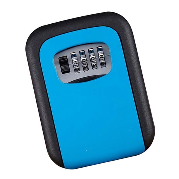 Caja de almacenamiento de llaves con caja fuerte de pared con combinación de 4 vías Azul