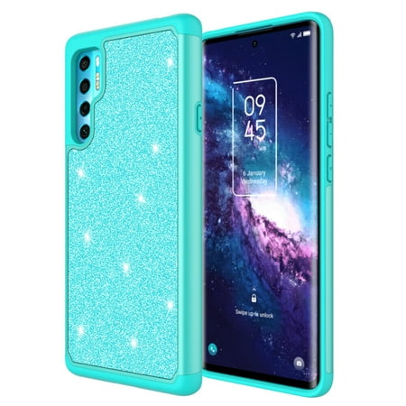 for TCL 20 Pro 5G with Tempered Glass Phone Case Glitter Shock proof Edge Scratch Shield Hybrid Layers Slim Bumper Cover