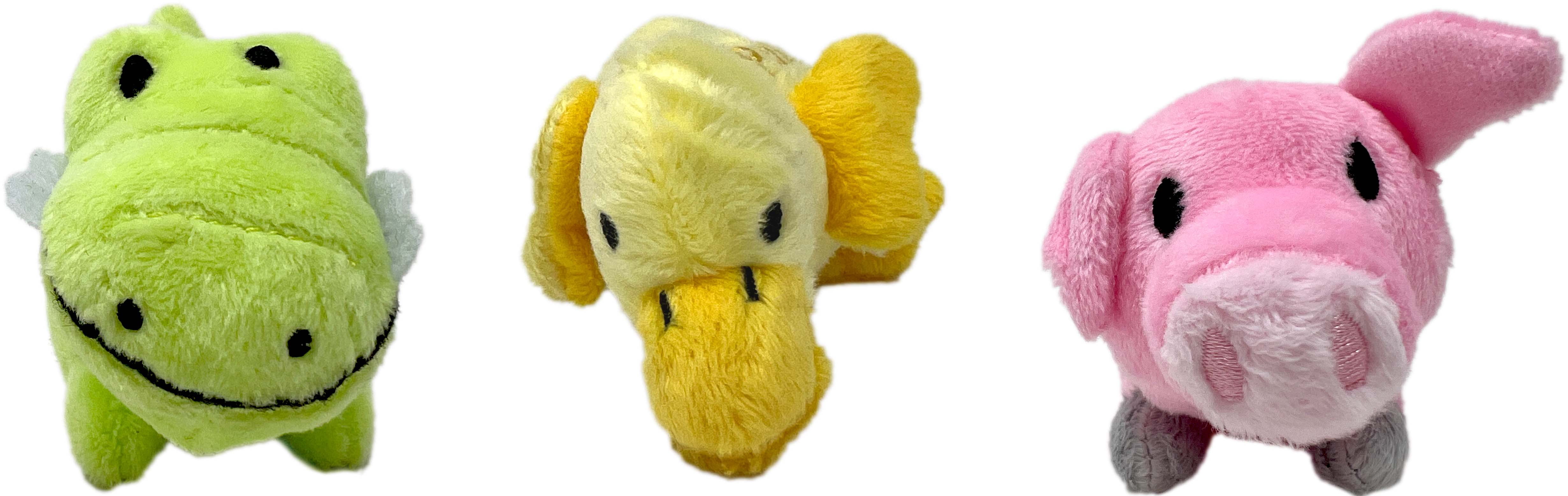 Li'l Pals Small Dog Squeaky Toy Variety Pack, Pink Pig, Green Gator & Yellow Duck (3 Pack) + MerlinsMart Zine