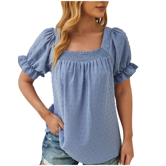 Birdeem Blouses pour Femmes Mode Décontractée Confortable Unie Manches Courtes Haut Blouse T-Shirt