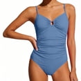 thumbnail image 5 of CHGBMOK Womens One Piece Swimsuit Tummy Control Ruched Bathing Suit V Neck Push Up Spaghetti Straps Swimwear, 5 of 6