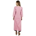 thumbnail image 4 of Moomaya Solid Long Kurti For Women Cotton Tunic 3/4 Sleeve Ethnic Formal Kurta w/ Pockets, 4 of 5