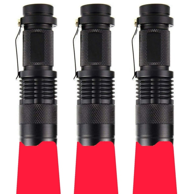 Linterna WAYLLSHINE de modo único, luz roja, paquete de 3