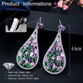 thumbnail image 3 of Multicolor Cubic Zirconia CZ 925 Silver Long Round Drop Cluster Wedding Earrings, 3 of 9