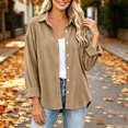 thumbnail image 4 of VBVC Women's Corduroy Button Down Shirt , Ladies' Long Sleeve Collared Blouse , Fall Winter Work Tops For Women, S-2XL, 4 of 6