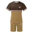 thumbnail image 5 of UVEASISHA Hawaiian Short Sets for Men 2 Piece Vacation Outfits Western Graphic Tee Color Block Tshirts and Short Set Yellow XXXL, 5 of 5
