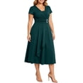 thumbnail image 2 of YuXingFu Spring Dresses for Women Maxi V-Neck Plus Size Womens Dress Short Sleeve Solid Color Long Casual Summer Army Green L, 2 of 7