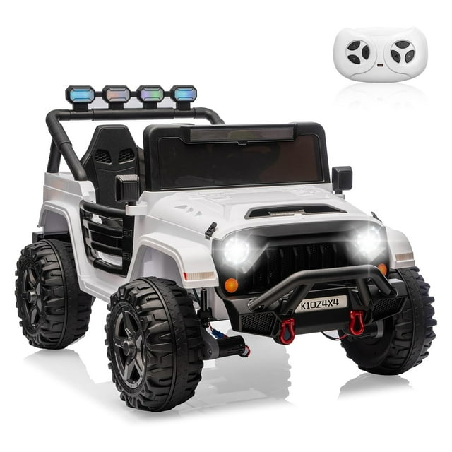 CazToi 24V Kids 2 Seater Ride On Car 4WD 4 Motors Remote Control 3 Speeds Bluetooth LED White