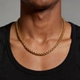 thumbnail image 3 of ChainsProMax 6mm Men Necklace Box Chain 14K Gold Plated Stainless Steel Chain Necklace for Men Fathers Day Jewelry Gift, 3 of 7