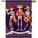 thumbnail image 1 of Bandera mexicana del Día de los Muertos con diseño de calavera de azúcar y esqueleto, de poliéster de doble cara, de 71 x 101 cm, ideal para jardín, patio, césped, decoración del hogar y exteriores., 1 of 2