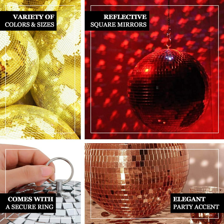 Buy 6 Pcs, 2 Red Glass Disco Mirror Ball with Hanging String