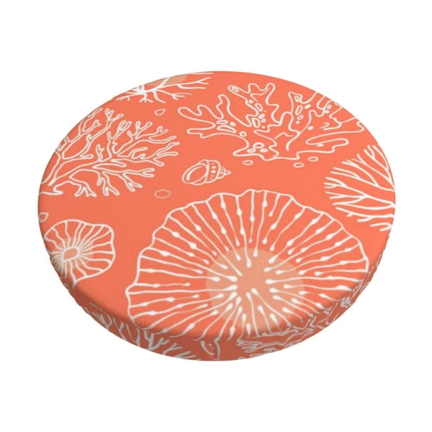 Disketp Beautiful Corals Funda Redonda para Taburete, Funda de Cojín para Silla de Bar Suave y Elástica-12 inch