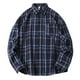 thumbnail image 1 of Blusa y camisa de manga larga con cuello vuelto para hombre, blusa informal a cuadros a la moda con botones y cuello vuelto, blusa de poliéster para hombre, 1 of 8