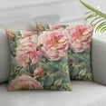 thumbnail image 3 of nygtbtfer Square Decorative Throw Pillow Case Cushion Cover, Pink Rose Floral,Soft Pillowcase White, 3 of 7