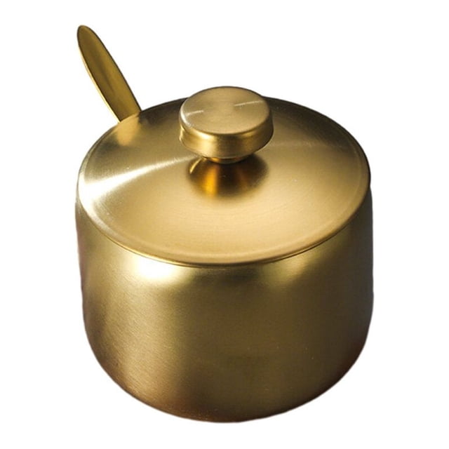 Sugar Bowl Coffee Tea Spice Jar Kitchen Gadgets Salt Container Integrated Design Cooking Supplies Seasoning Pot Silver type 1 S