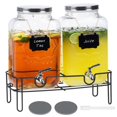 thumbnail image 1 of Dispensador de bebidas de vidrio Moretoes de 7,6 L, paquete de 2 con soporte, 1 of 8