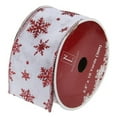 thumbnail image 4 of Northlight White and Red Snowflake Christmas Wired Craft Ribbon 2.5" x 10 Yards, 4 of 4