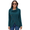 thumbnail image 1 of Pulls Femmes Chauds Asymétriques Tricotés Col Roulé Unis Enveloppants Manches Longues Hauts Décontractés m, 1 of 6