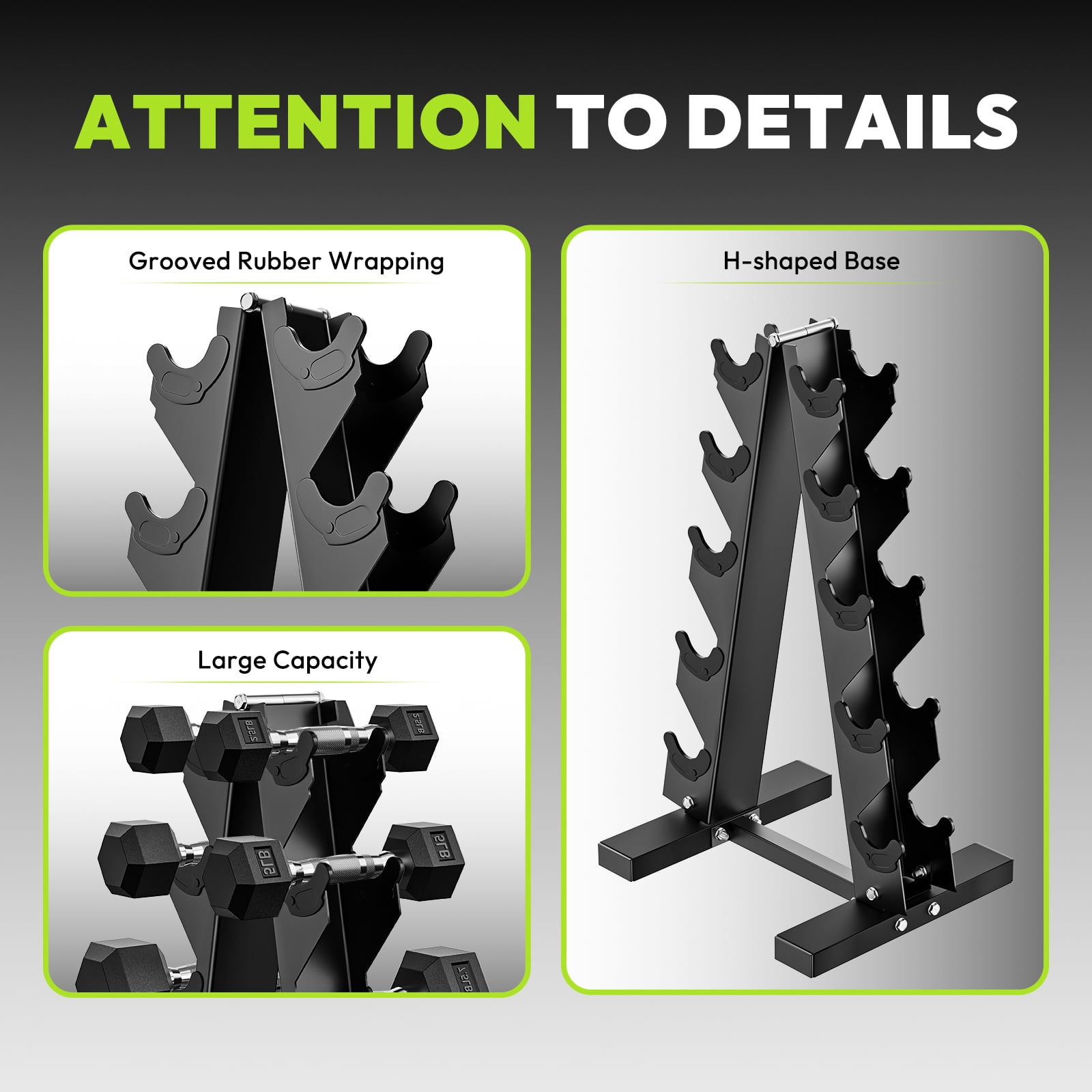 HANDBODE Dumbbell Rack Stand for 5 Pairs, A-Frame Weight Storage Organizer for Home Gym