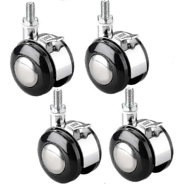 4 Pieces Swivel Castors For Furniture, M6 / M8 Chair Trolley Threaded Casters With Brake Zinc Alloy Casters, For Bedside Cabinets, Folding Tables, 1.5