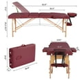 thumbnail image 5 of Alden Design 3-Fold Portable Wooden Massage Table for Spa Treatments & Tattoos, 84",Burgundy, 5 of 13