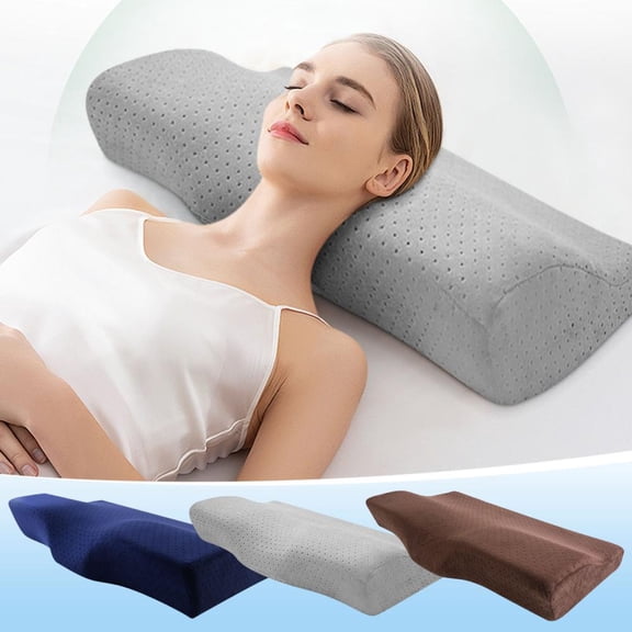 Outoloxit Memory Foam Cervical Neck Pillow for Neck Pain Relief and Better Sleep, 20x12x4 Inches, Slow Rebound, Breathable Cotton Cover for Adults and Students