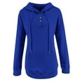 thumbnail image 4 of Susanny Fitted Pullover Hoodies for Women Boutton Up Oversized Henley Drawstring Hoodie Collar Big Pocket Comfy Sweatshirt Hooded Plain Womens Clothes Fall 2023 Royal Blue XL, 4 of 7