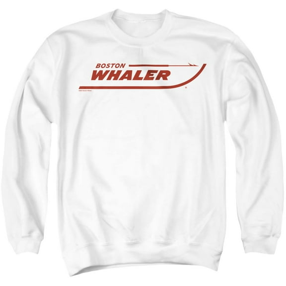 Boston Whaler Red Logo Unisex Adult Crewneck Sweatshirt, White, X-Large