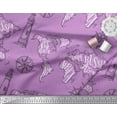 thumbnail image 2 of Soimoi Purple Georgette Viscose Fabric Direction Compass & Lighthouse Map Printed Craft Fabric by the Yard 42 Inch Wide, 2 of 5