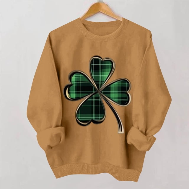 TaTaai Women Casual No Hood St Patrick's Day Printed Sweatshirt Crew Neck Long Sleeve Top Ladies Daily Commute Festival Wear Soft Warm Comfortable Stylish Pullover Top Gift
