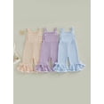 thumbnail image 3 of Cenuakty 6M-4T Toddler Baby Girl Jumpsuit Summer Cute Sleeveless Contrast Color Bow Decor Bell Bottom Waffle Overall Pants, 3 of 9